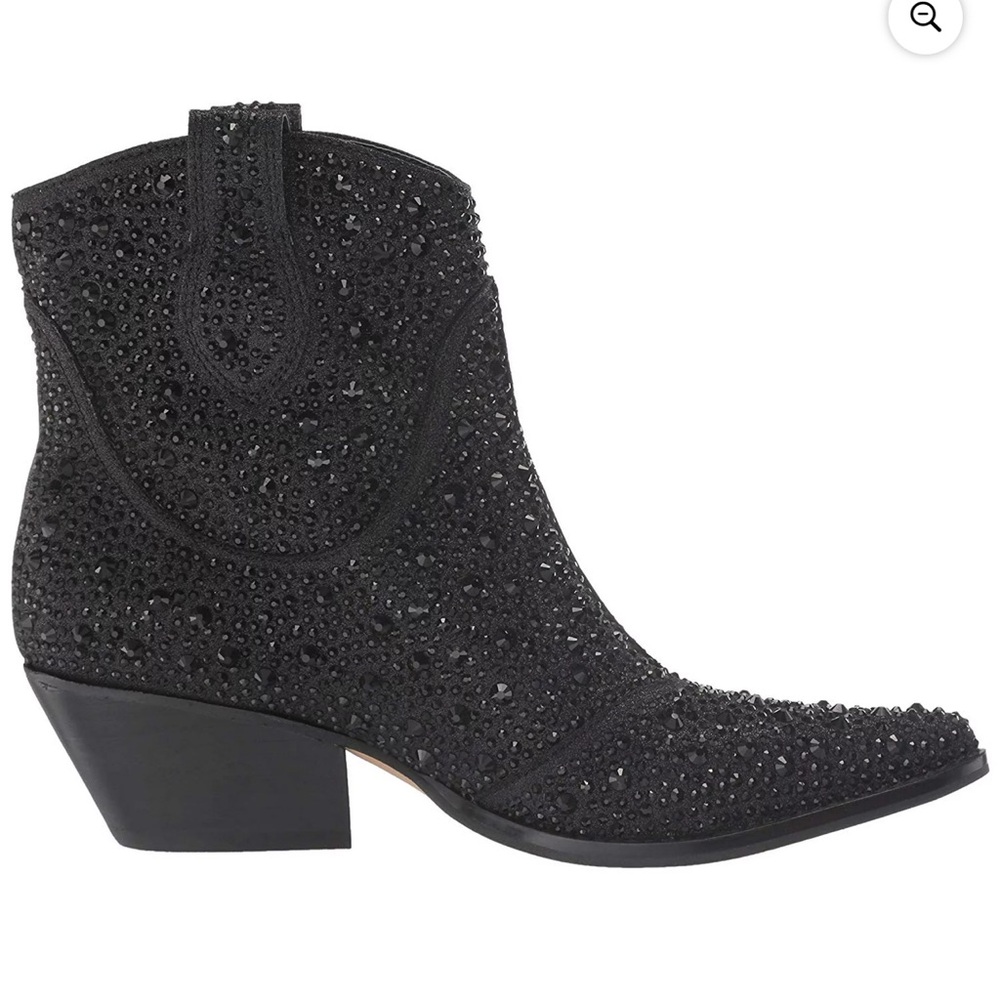 Womens Jessica Simpson Tamira2 Pointed Toe Western Boots, Black Micro Flash - Picture 2 of 7